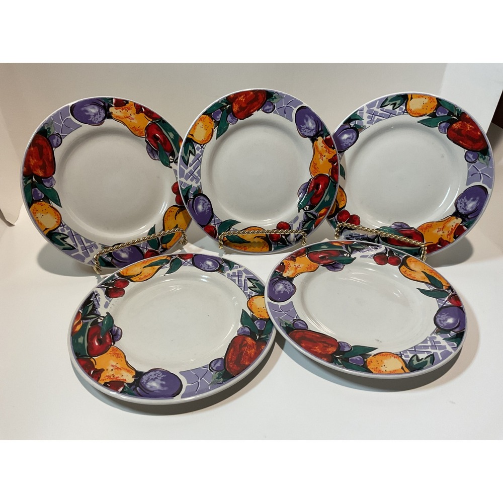 Gibson Cornucopia Fruit Salad/Dessert Plates Set of 4 Dishwasher Microwave‎ Safe
